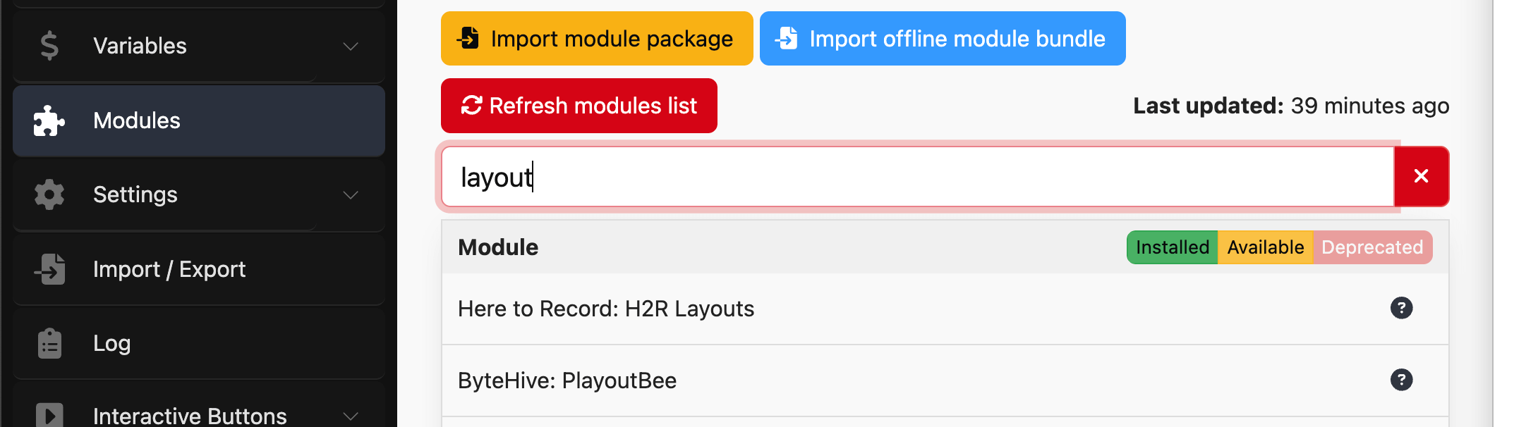 Searching for the module
