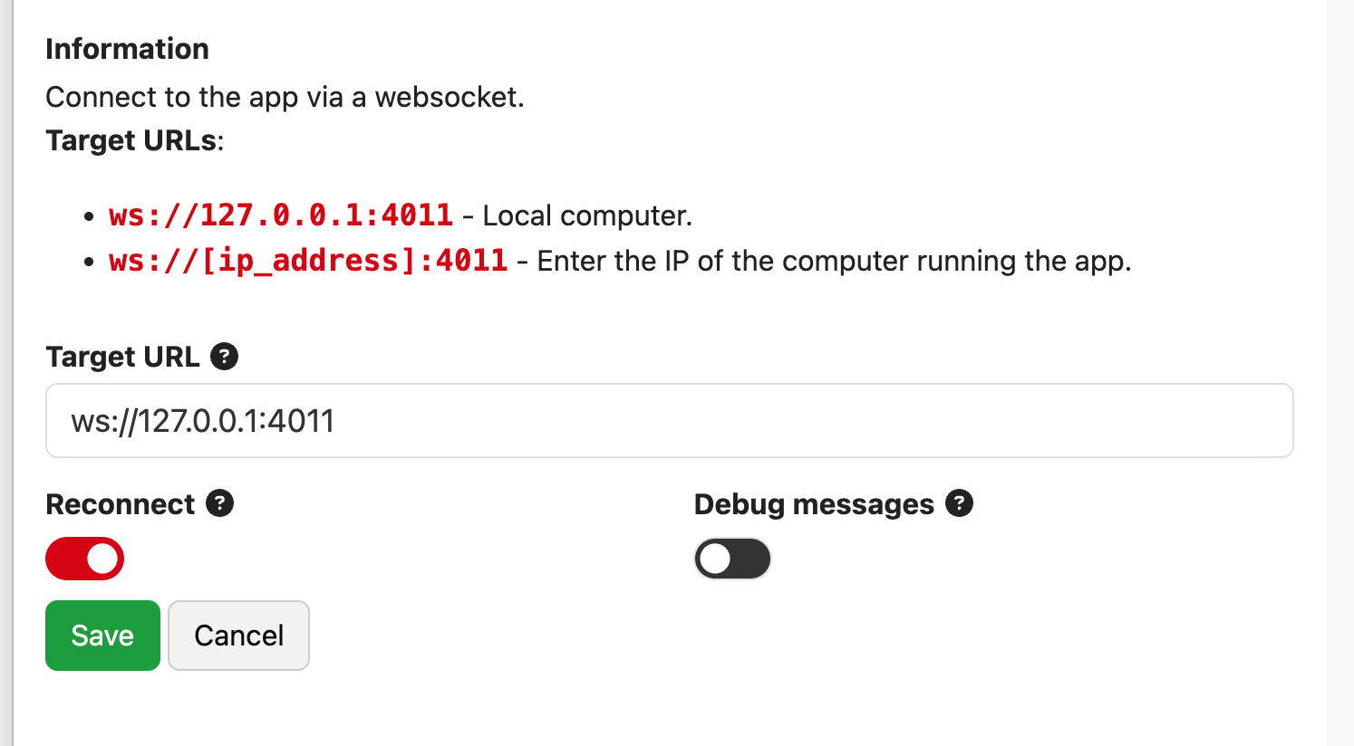Configuring the connection