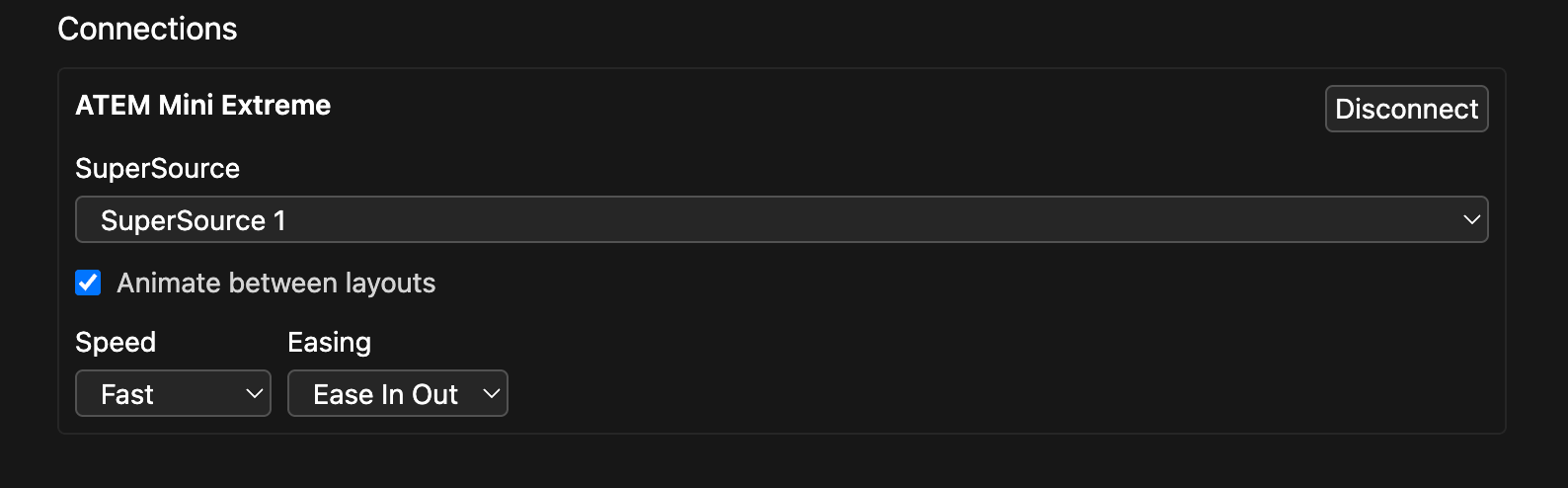 Settings when an ATEM is connected