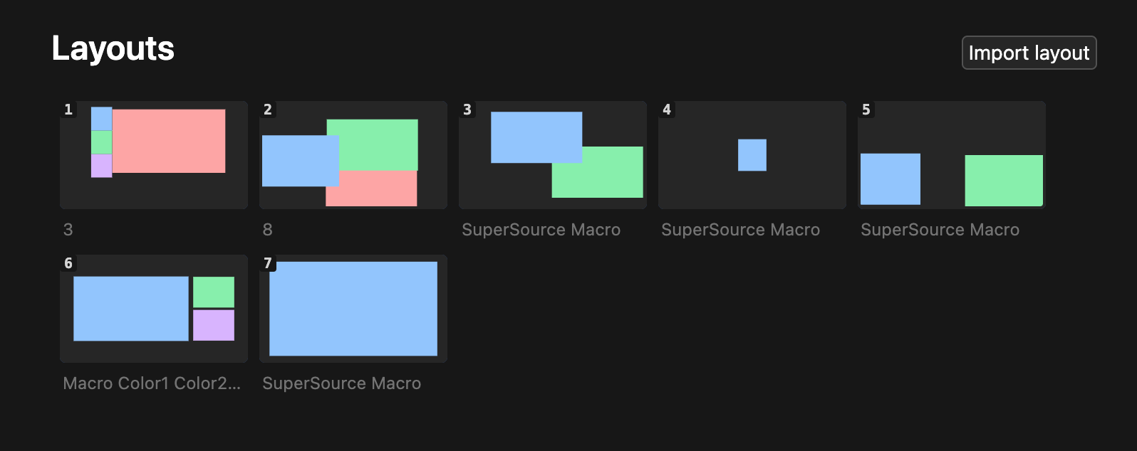 Layouts list