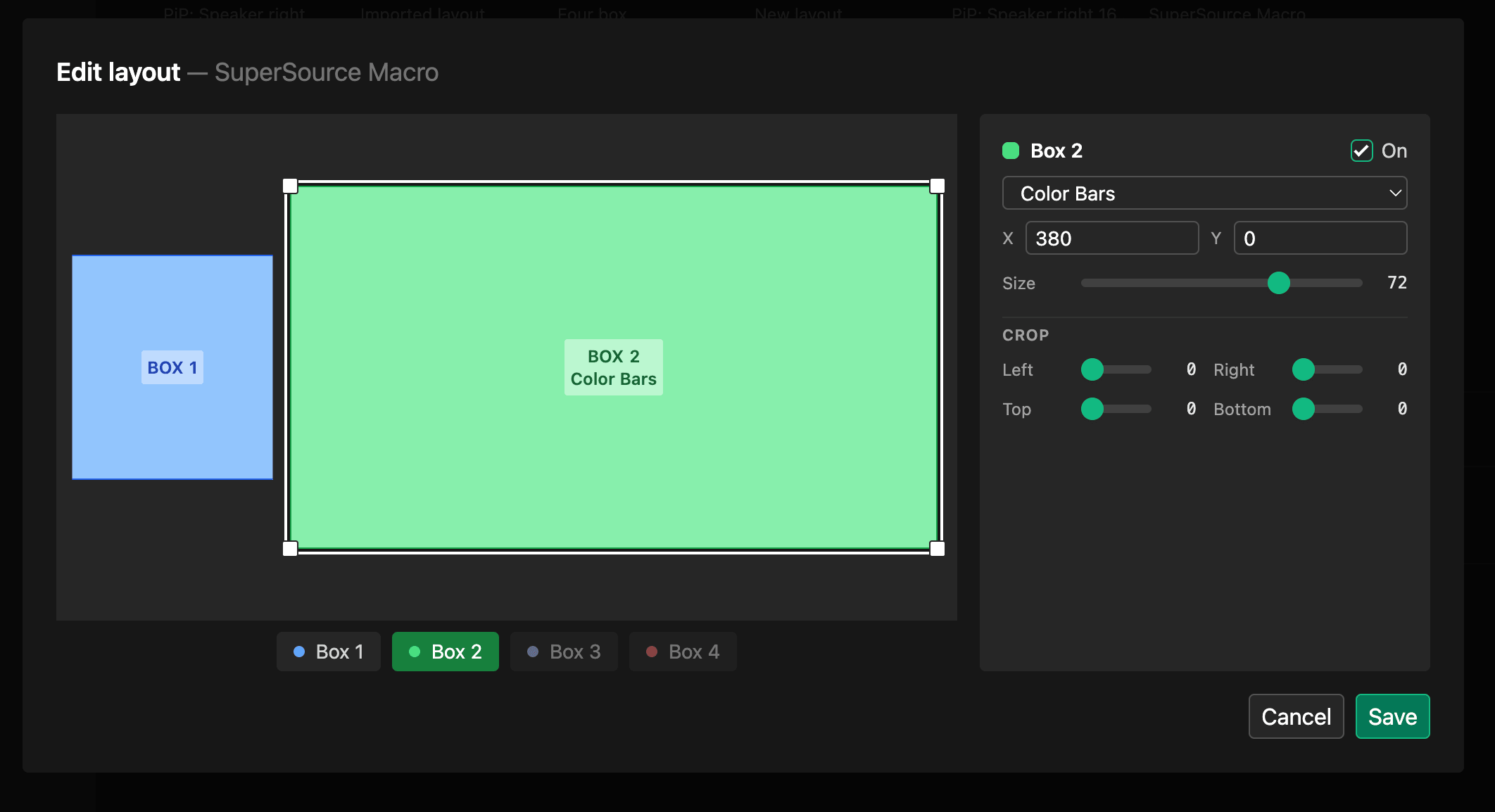 The redesigned edit layout modal with canvas and properties panel