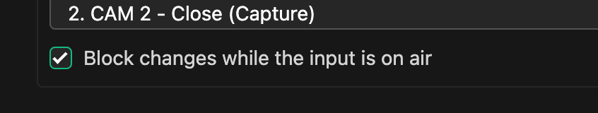 The block changes while the input is on air checkbox